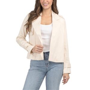 Ella Rafaella Women's Cream crop trench jacket